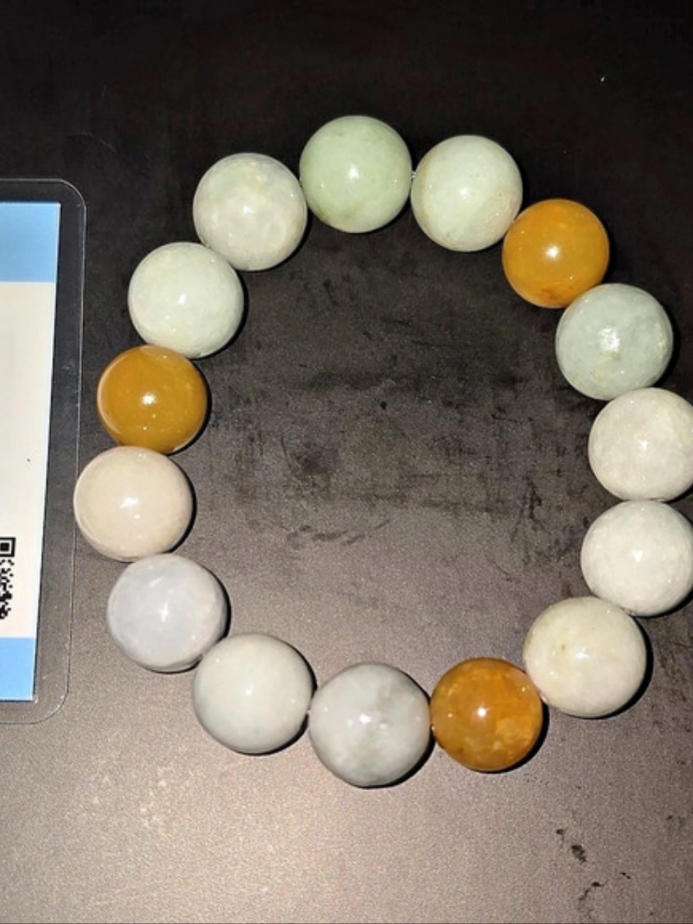 Certified Grade A Jade Bead Bracelet Stretch - White, Green, Yellow NWOT